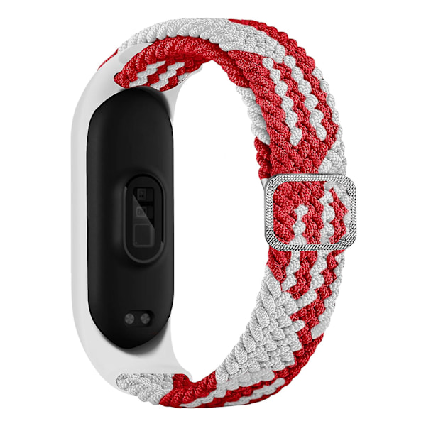 Röd Vit Röd Vit kompatibel med Xiaomi Mi Band 6 / 5 / 4 Nylonflätat Klockarmband