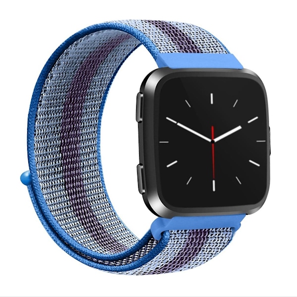 Blårandigt blått nylonarmband kompatibelt med Fitbit Versa 1 / 2