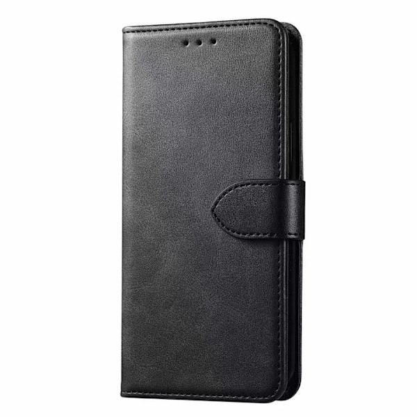 Etui til iPhone 13 Pro Max sort kalveskinds flip wallet med kortholder, imiteret læder