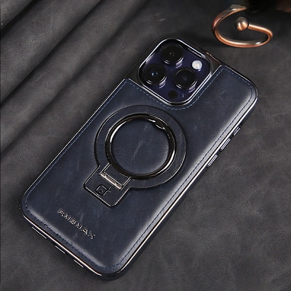 Etui til iPhone 14PRO MAX Safirblå [beslag + magnetisk] High-end business læder Magnetisk stativ