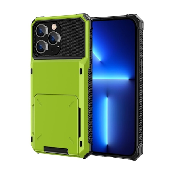 Fodral för iPhone 13 Pro Max Flip kortplats - grön Flip Plånbok med Korthållare Förtjockade hörn