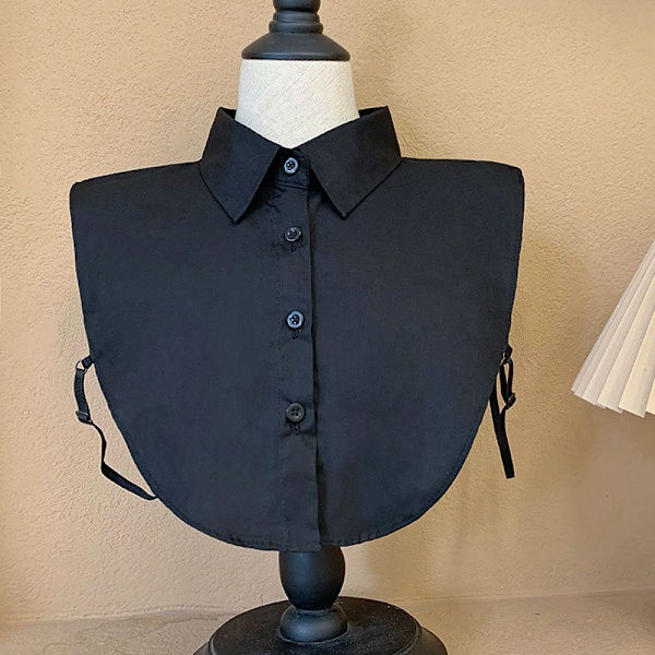 Dame falsk krage Avtakbar halv Ren Bomull Ensfarget Sh Light plate pointed collar black