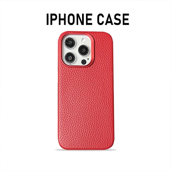 Kotelo iPhone 16ProMAX punainen magneettinen kokonahkainen kivikuvioitu