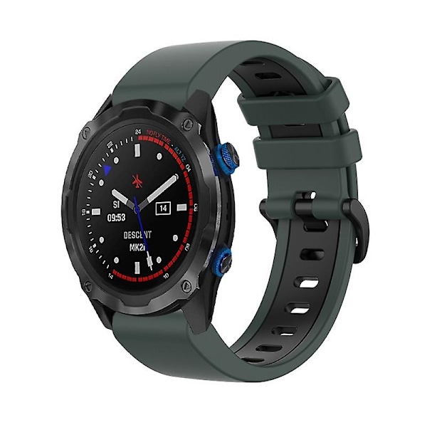 Olivengrøn Sort Olivengrøn Sort Silikone Urrem kompatibel med Garmin Descent Mk2i