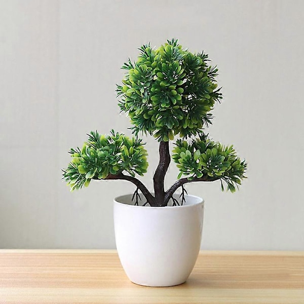 Artificiell Bonsai Simulerad Skrivbordsdekor Plast Gäst-Välkomnande Tall Krukväxt för Kontor Green