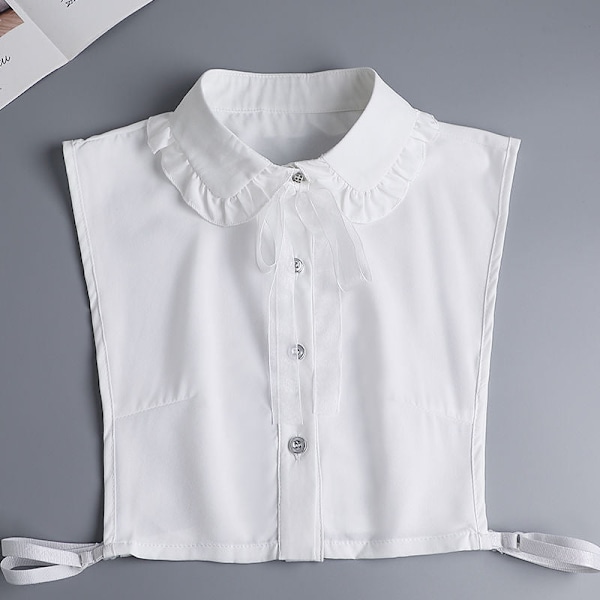 Dame falsk krage Avtakbar halv genser dekorasjon vinter Bow collar [white]]