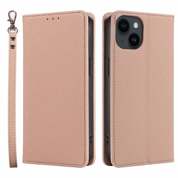 Etui til iPhone 15 Hudfarget Pebbled Magnetisk Flip