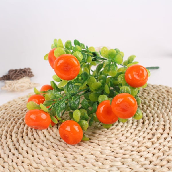 Kunstig citrontræ med grønne blade, citronkvist, frugt, bonsai, grønt dekoration til hjemmebord Matches the image 5 Forked Orange