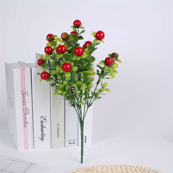 Konstgjort citronträd med gröna blad Citronkvist Frukt Bonsai Grönska Dekoration för Hem Bord Matches the image 7 Forked Red Fruit