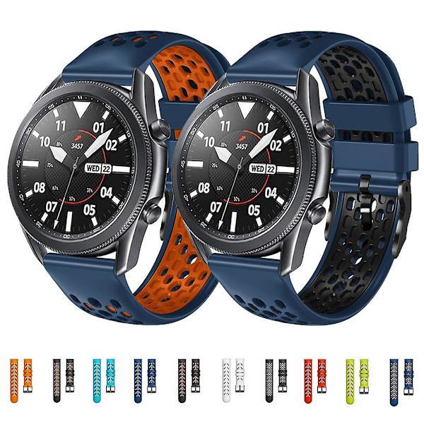 Blå Sort Blå Sort Silikone Urrem kompatibel med Samsung Gear S3 Frontier