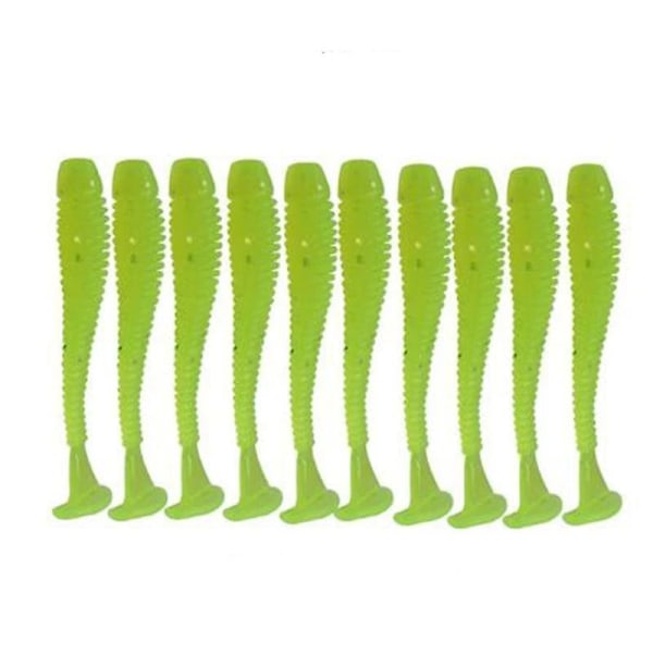 Silicon T Tail Worms- Mjukt fiskebete Green B.
