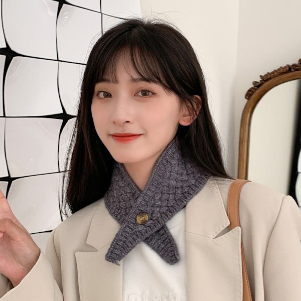 Dame falsk krage Avtakbar halv koreansk stil Vill Cy Farge Red 61cm