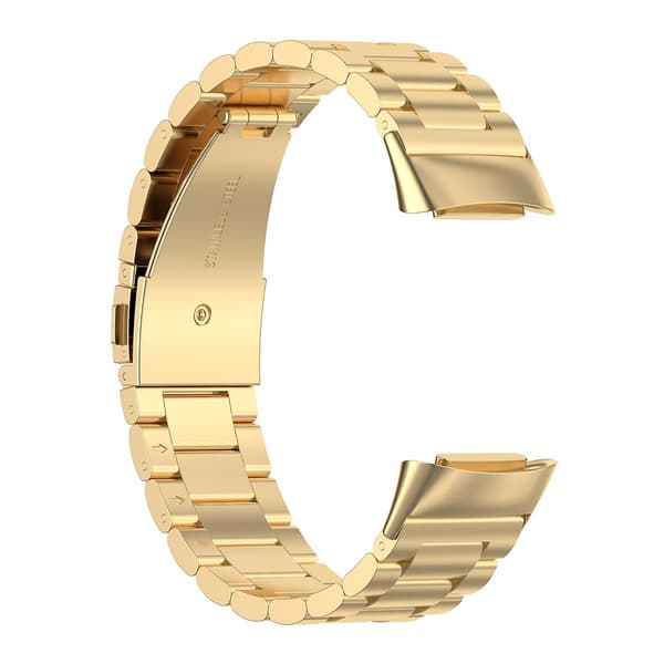 Guld Guld kompatibel med Fitbit Charge 5 Tre-perle Rustfrit Stål Rem