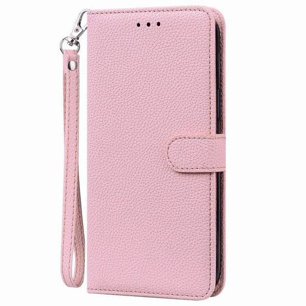 Fodral för iPhone 13pro 6.1 rosa Pebbled Enkelt Plånboksfodral med Korthållare