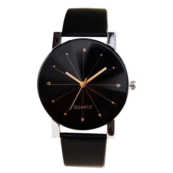 Män & kvinnor Läderrem Line Analog Quartz Watch C