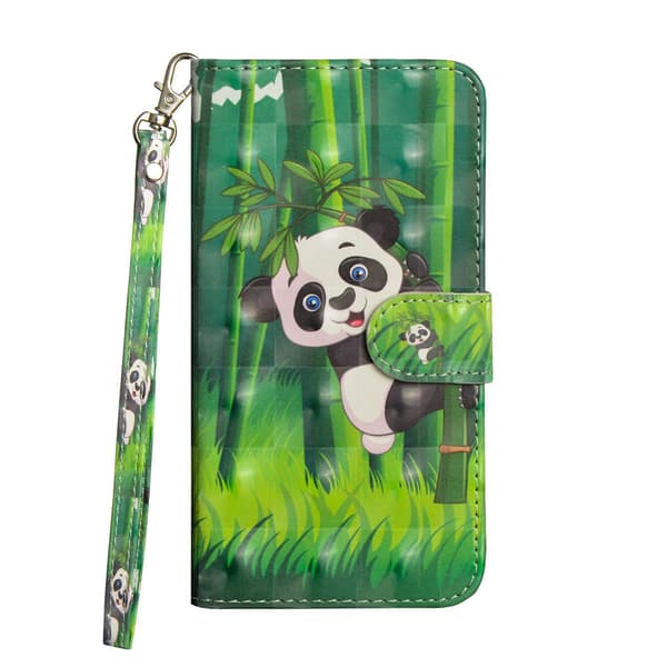 Fodral för iPhone 14 Pro Bambu klättrande panda Tryckt och målat Plånbok med korthållare Flip