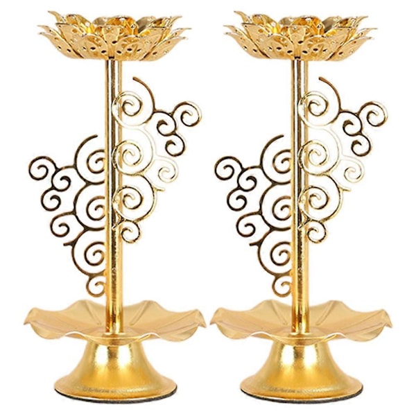 2 st Lotus Buddhism Ljusstake - Bordsmodell Smörlampa