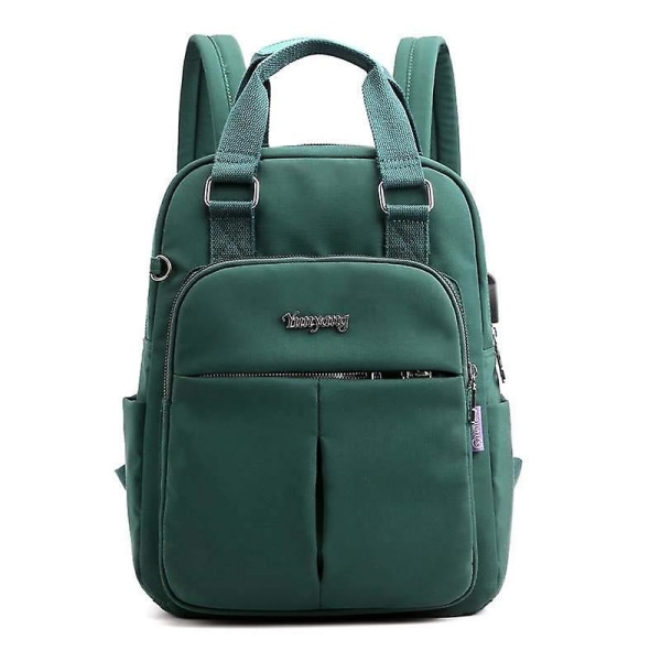 Solida ryggsäckar för damer med stor kapacitet Multi-pocket Women Fashion School Green