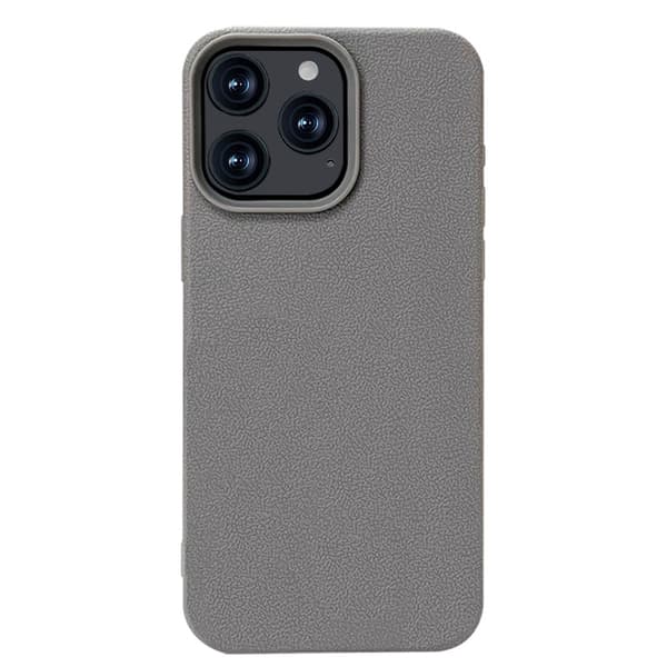 Etui til iPhone 14pro Max6.7 Imitation læder - kold grå tekstureret PU læder med småsten