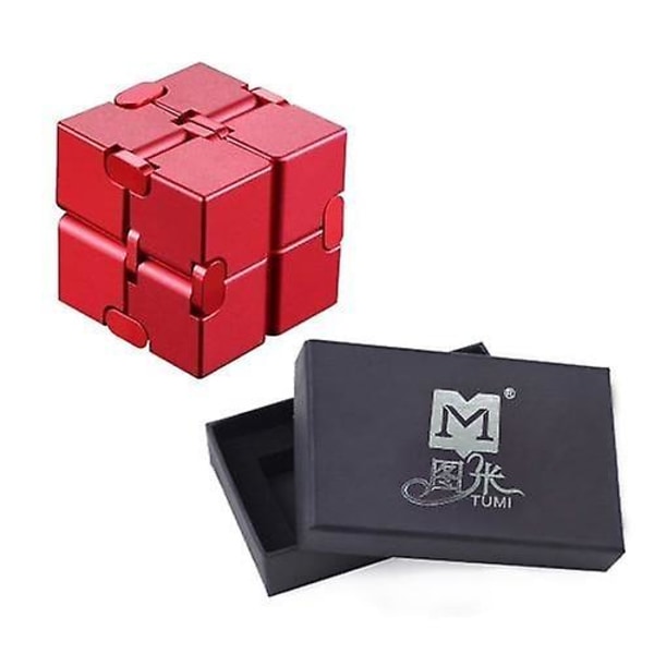 Metal Infinity Magic Cube- Finger Antistress Anxiety Relaxing Tool Red cube