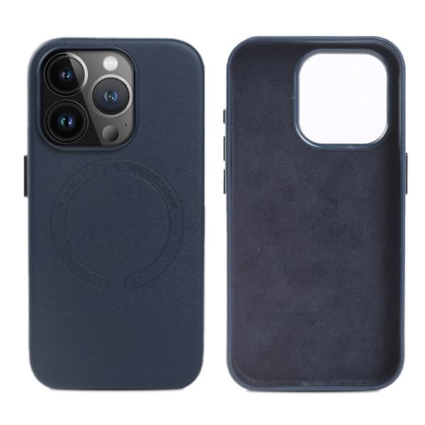 Fodral för iPhone 15 Pro PU magnetiskt blått helkroppsmagnetiskt läder