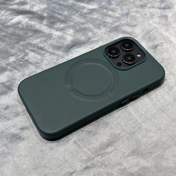 Kotelo iPhone 16plus -puhelimelle, männynneulasen vihreä, magneettinen nahkainen business-tyyli, yksivärinen