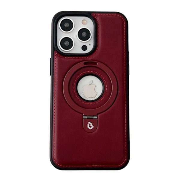 Fodral för iPhone 15 Pro Max 6,7 tum Claret Lämpligt för magnetiskt lädertexturstativ