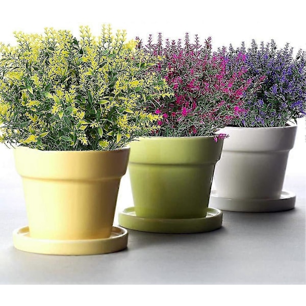 Kunstige Lavendel Blomster Planter 6 Stykker, Livagtige UV-resistente Falske Buske Grønne Buske Buket
