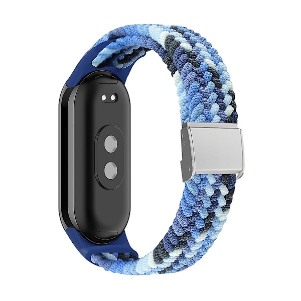 Färgglatt Blått Färgglatt Blått Nylonflätat Stålspänne Klockarmband kompatibelt med Xiaomi Mi Band 8