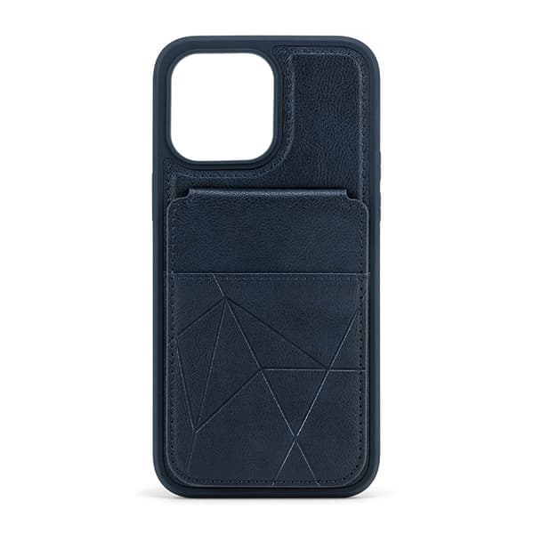 Etui til iPhone 13 Pro Max 【Mørkeblå】 Stativ kortholder lett luksus Soft-Touch lær