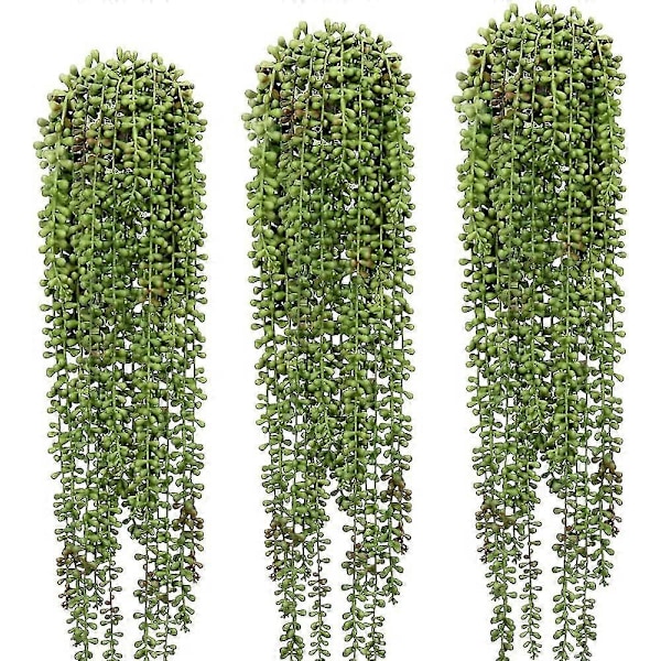 3 stk. Perlerække Plante Kunstige Hængende Sukkulenter Planter Til Hjemmehaveindretning (potter ikke inkluderet)