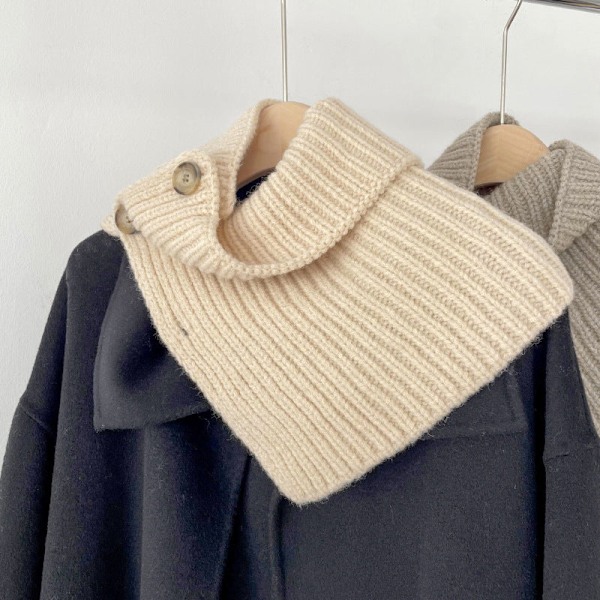 Dame falsk krage Avtakbart halvstrikket skjerf Allsidig Pu Coffee color (including wool) 36cm
