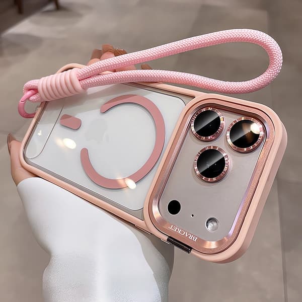 Etui til iPhone 17 Magnetisk Stativ Linse Detalj Snor Rosa Noz29706