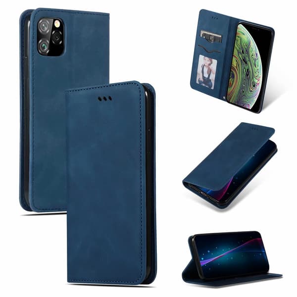 Etui til iPhone 13 MINI Mørkeblå Retro Wallet med Kortholder Flip