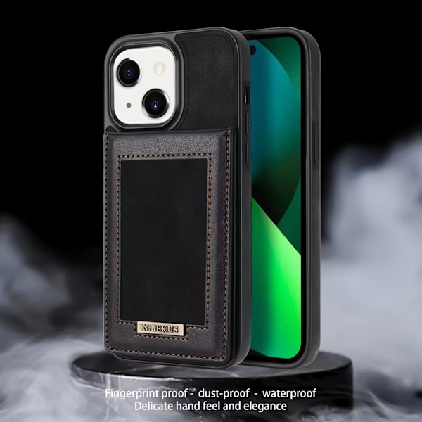 Etui til iPhone 13 mini sort Stand Kort Holder Fuld Krops Kort Holder
