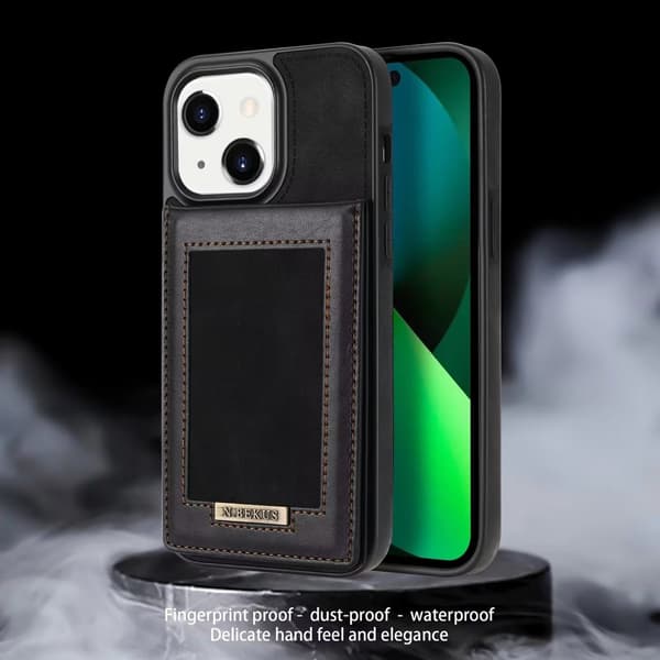 Fodral för iPhone 13 mini svart Ställ Korthållare Helkropps Korthållare