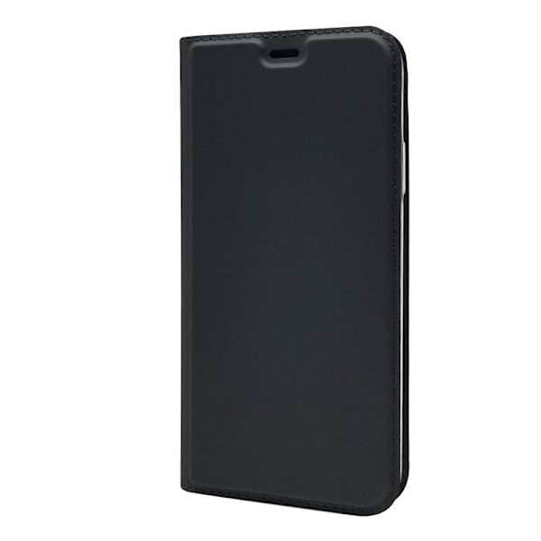 Etui til iPhone 16 Plus Sort-Voltage Læder Etui Almindelig Voltage-Lukning Flip Wallet med Kortholder