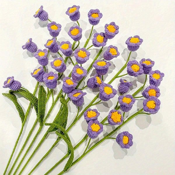 6 stk. 40 cm Hæklet Blomsterbuket Kunstig Liljekonval Håndlavede Strikkede Blomster Hæklede F Purple 6 Pcs