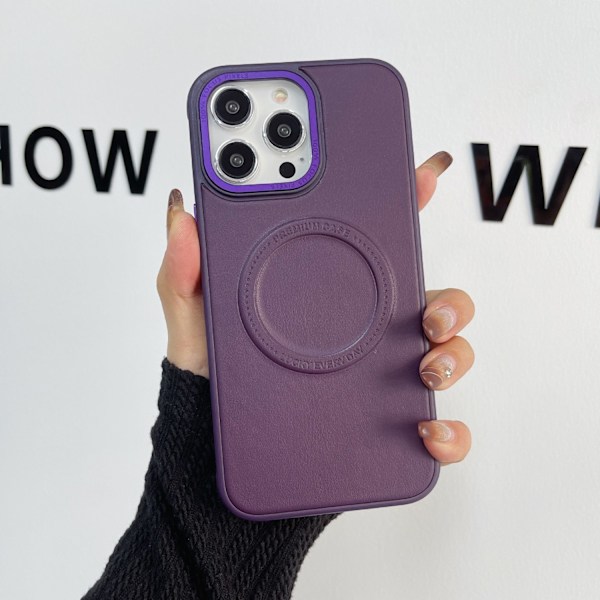 Etui til iPhone 13 Lilla klassisk almindeligt læder magnetisk
