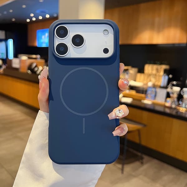Etui til iPhone 13 Pro Flytende Silikon Magnetisk Silikon Slank Profil Mørkeblå Noz30088