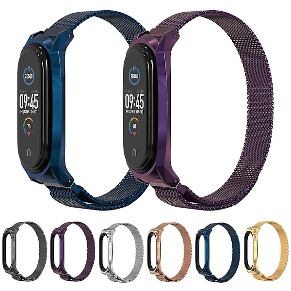 Blå Blå kompatibel med Xiaomi Mi Band 6 / 5 / 4 / 3 Rustfritt Stål Klokkereim