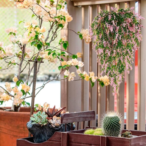 Simuleringsblomst Kunstig Wisteria Blomsterranke Falsk Hengeplante Fest Bryllup Hagedekorasjon