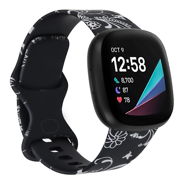 G G kompatibel med Fitbit Versa 3 Trykt Klokkereim, Størrelse: l