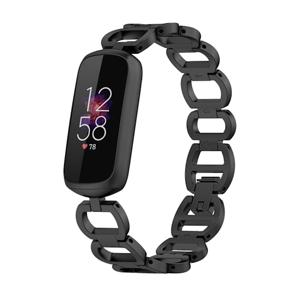 Svart Svart kompatibel med Fitbit Luxe Special Edition metallklokkereim