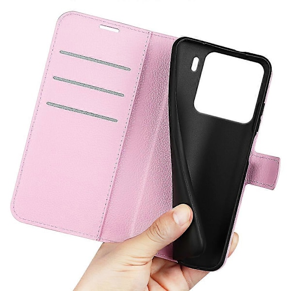 För Xiaomi 15 Fodral Litchi Textur Stötsäkert Läder Plånboks Telefonfodral Pink