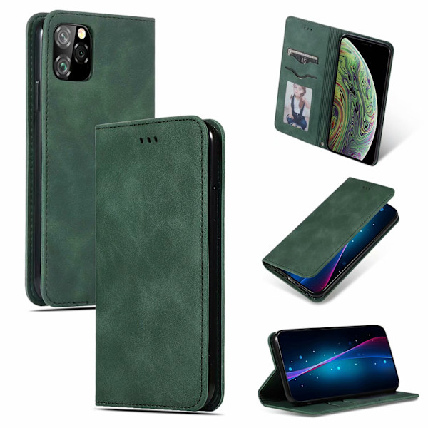 Kotelo iPhone 13pro MAX vihreälle Retro-lompakolle korttipidikkeellä
