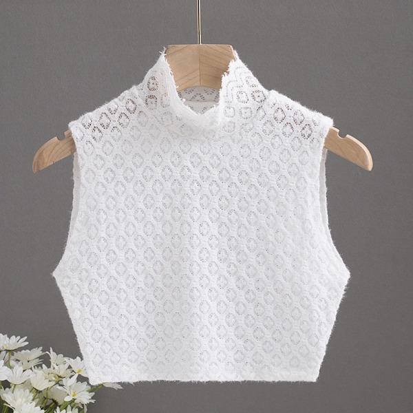 Dame falsk krage Avtakbar halv koreansk stil Allsidig Lac White-XL
