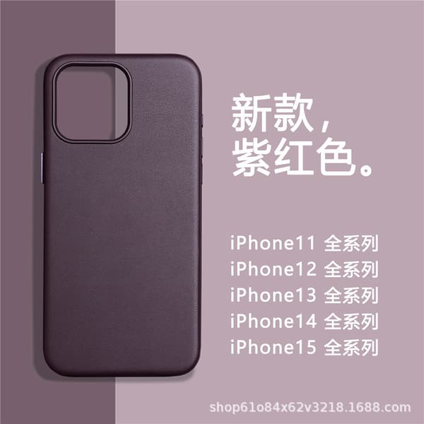 Etui til iPhone 14 Pro Max Mørk lilla læder officiel original magnetisk