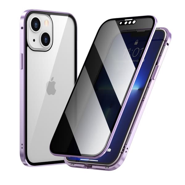 Fodral för iPhone 14 Plus Anti-spion dubbelsidig klar lila