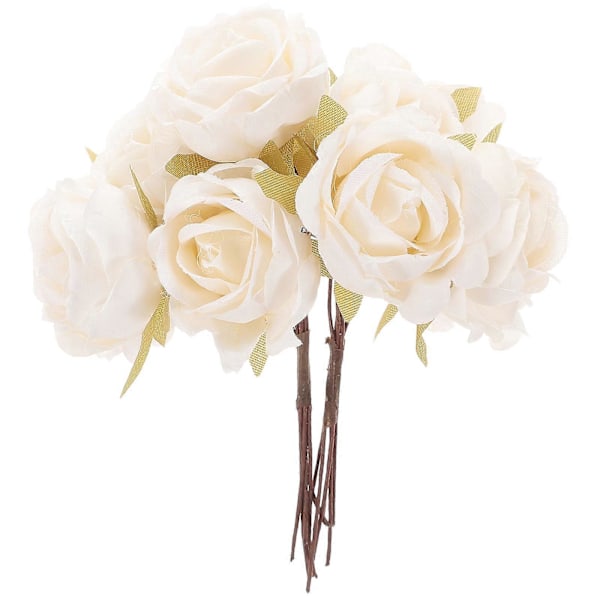 2 Bunter Kunstige Rose Blomsterbukett Valentinsdagsutstyr Bryllup Silke Rose Bukett Dekor Hvit